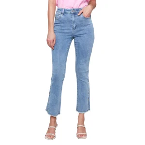 Charlie B Pantalon Denim with Bootcut Leg with Side Snaps - Femme