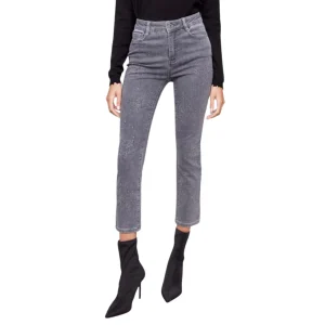 Charlie B Pantalon Knit Denim All Over Studed - Femme
